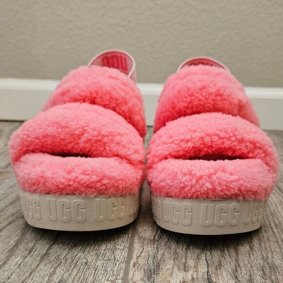UGG Pink Adjustable Slide Sandals Oh Fluffita - Picture 3 of 14